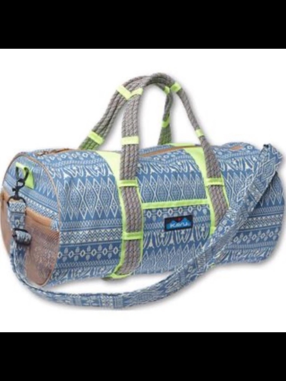 KAVU Little Feller Duffel Bag Blue Tribal Rope Handles GREAT! Crossbody Strap